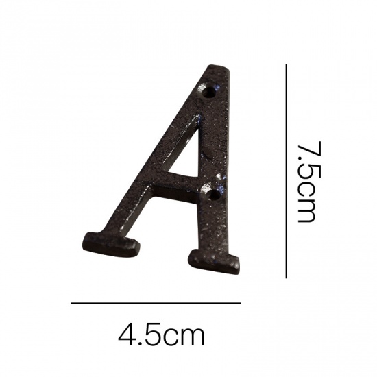 Picture of Black - Letter A Wrought Iron Creative DIY Doorplate House Accessories 4.5x7.5cm, 1 Piece