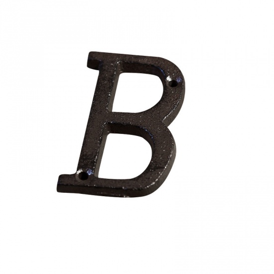 Picture of Black - Letter B Wrought Iron Creative DIY Doorplate House Accessories 4.5x7.5cm, 1 Piece