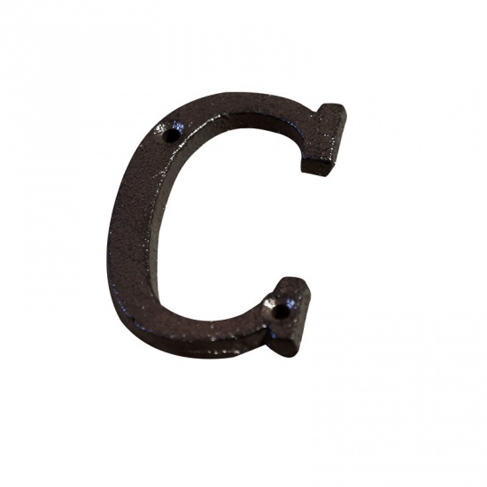 Picture of Black - Letter C Wrought Iron Creative DIY Doorplate House Accessories 4.5x7.5cm, 1 Piece