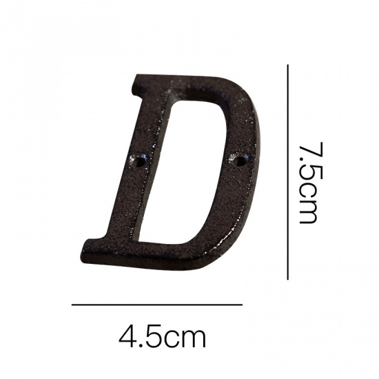 Picture of Black - Letter D Wrought Iron Creative DIY Doorplate House Accessories 4.5x7.5cm, 1 Piece
