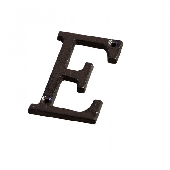 Picture of Black - Letter E Wrought Iron Creative DIY Doorplate House Accessories 4.5x7.5cm, 1 Piece