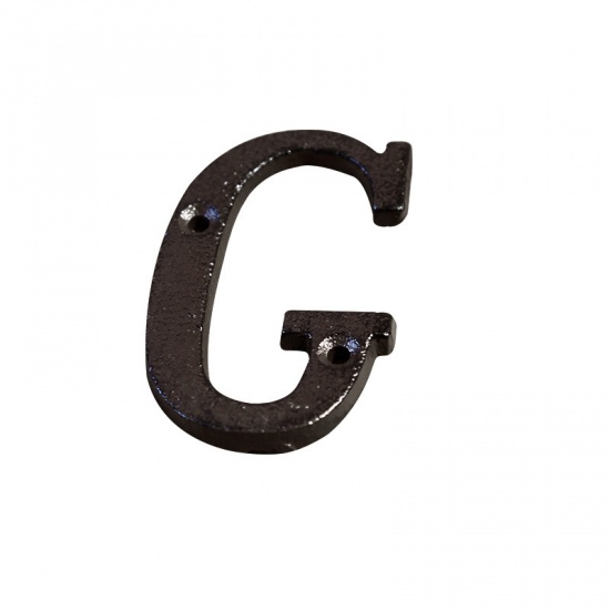 Picture of Black - Letter G Wrought Iron Creative DIY Doorplate House Accessories 4.5x7.5cm, 1 Piece