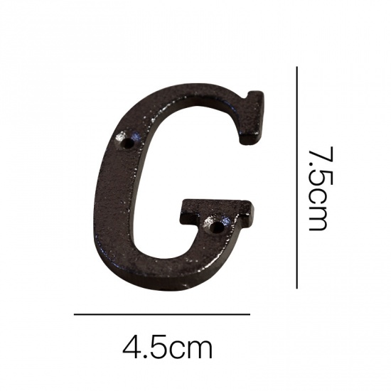 Picture of Black - Letter G Wrought Iron Creative DIY Doorplate House Accessories 4.5x7.5cm, 1 Piece