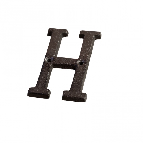Picture of Black - Letter H Wrought Iron Creative DIY Doorplate House Accessories 4.5x7.5cm, 1 Piece