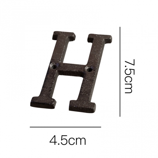 Picture of Black - Letter H Wrought Iron Creative DIY Doorplate House Accessories 4.5x7.5cm, 1 Piece