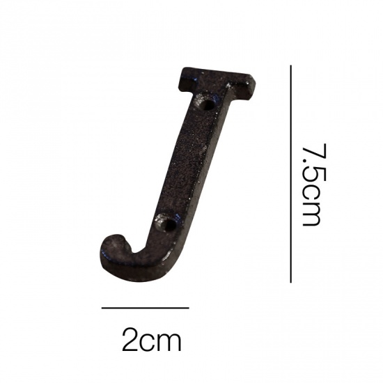 Picture of Black - Letter J Wrought Iron Creative DIY Doorplate House Accessories 2x7.5cm, 1 Piece
