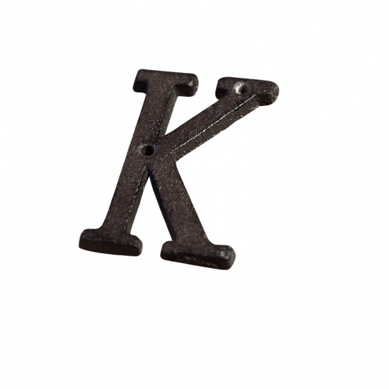 Picture of Black - Letter K Wrought Iron Creative DIY Doorplate House Accessories 5x7.5cm, 1 Piece