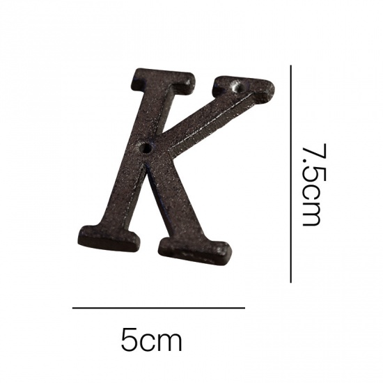 Picture of Black - Letter K Wrought Iron Creative DIY Doorplate House Accessories 5x7.5cm, 1 Piece
