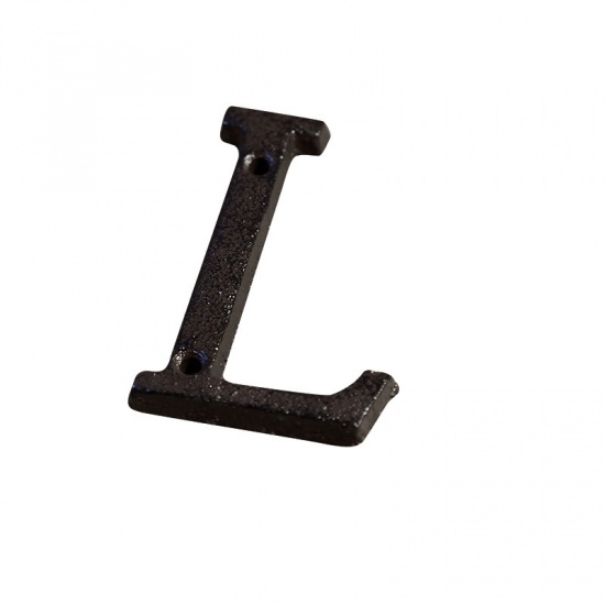 Picture of Black - Letter L Wrought Iron Creative DIY Doorplate House Accessories 4.5x7.5cm, 1 Piece