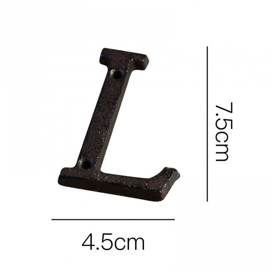 Picture of Black - Letter L Wrought Iron Creative DIY Doorplate House Accessories 4.5x7.5cm, 1 Piece