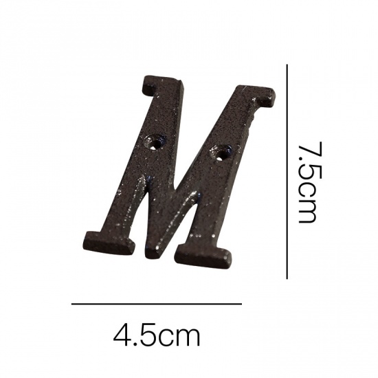 Picture of Black - Letter M Wrought Iron Creative DIY Doorplate House Accessories 4.5x7.5cm, 1 Piece