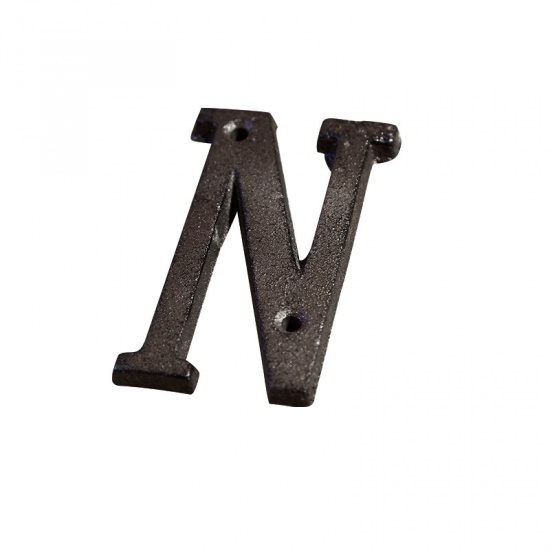 Picture of Black - Letter N Wrought Iron Creative DIY Doorplate House Accessories 4.5x7.5cm, 1 Piece