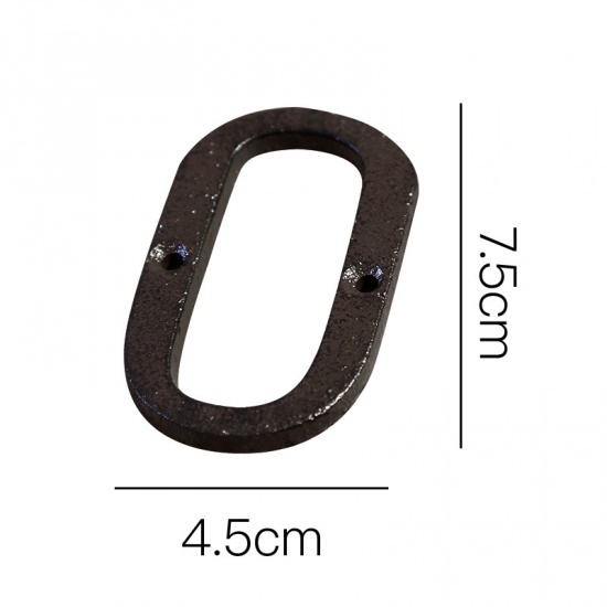 Picture of Black - Letter O Wrought Iron Creative DIY Doorplate House Accessories 4.5x7.5cm, 1 Piece