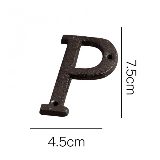 Picture of Black - Letter P Wrought Iron Creative DIY Doorplate House Accessories 4.5x7.5cm, 1 Piece