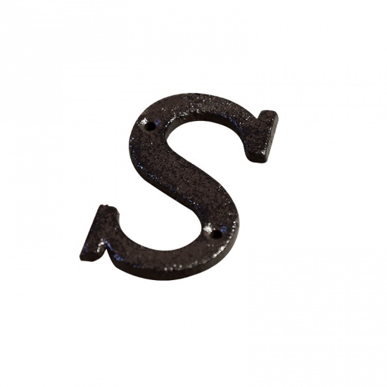 Picture of Black - Letter S Wrought Iron Creative DIY Doorplate House Accessories 4.5x7.5cm, 1 Piece