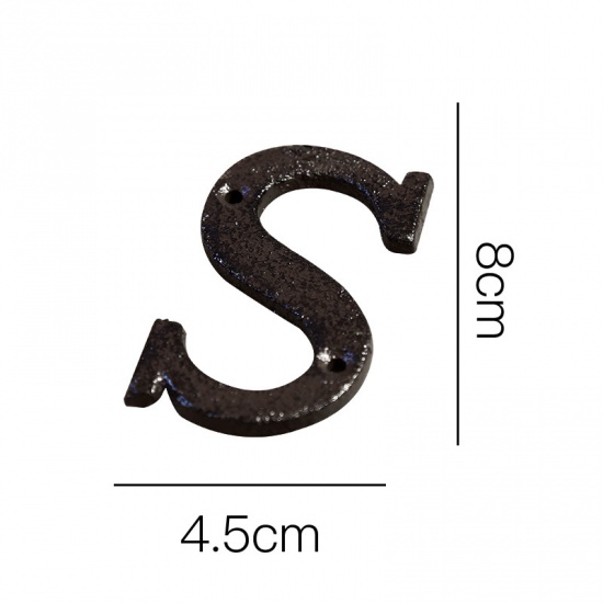 Picture of Black - Letter S Wrought Iron Creative DIY Doorplate House Accessories 4.5x7.5cm, 1 Piece
