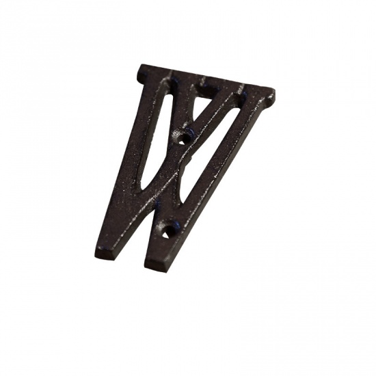 Picture of Black - Letter W Wrought Iron Creative DIY Doorplate House Accessories 4.5x7.5cm, 1 Piece