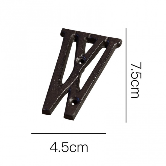Picture of Black - Letter W Wrought Iron Creative DIY Doorplate House Accessories 4.5x7.5cm, 1 Piece