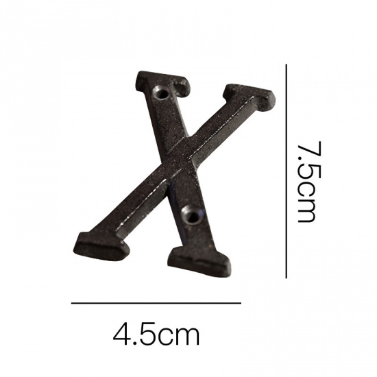 Picture of Black - Letter X Wrought Iron Creative DIY Doorplate House Accessories 4.5x7.5cm, 1 Piece