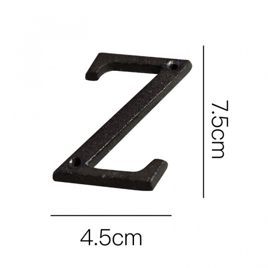 Picture of Black - Letter Z Wrought Iron Creative DIY Doorplate House Accessories 4.5x7.5cm, 1 Piece
