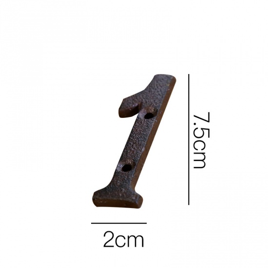 Picture of Black - Number 1 Wrought Iron Creative DIY Doorplate House Accessories 2x7.5cm, 1 Piece