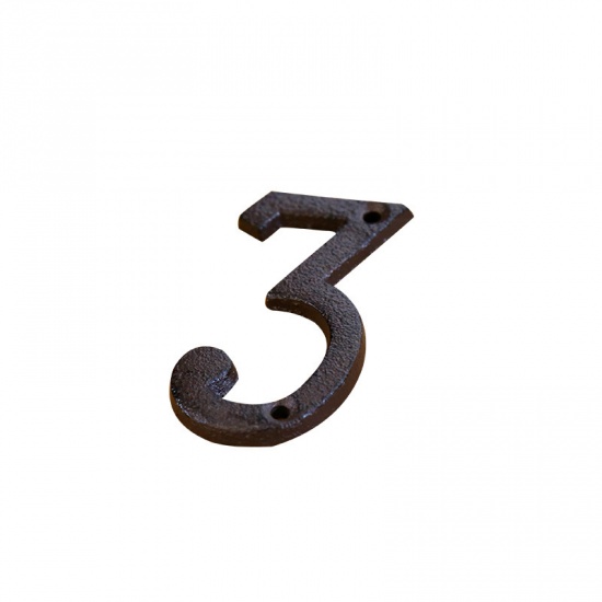 Picture of Black - Number 3 Wrought Iron Creative DIY Doorplate House Accessories 4x7.5cm, 1 Piece
