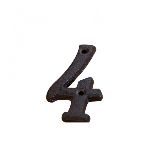 Picture of Black - Number 4 Wrought Iron Creative DIY Doorplate House Accessories 4x7.5cm, 1 Piece