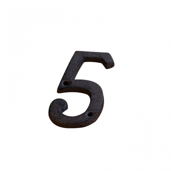 Picture of Black - Number 5 Wrought Iron Creative DIY Doorplate House Accessories 4x7.5cm, 1 Piece