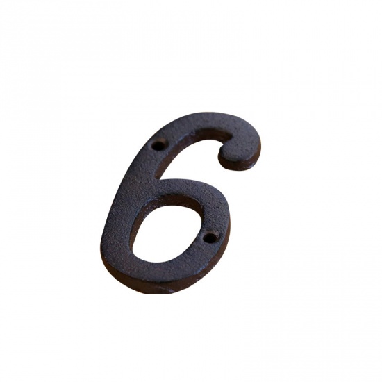 Picture of Black - Number 6 Wrought Iron Creative DIY Doorplate House Accessories 4x7.5cm, 1 Piece