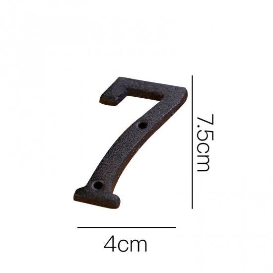 Picture of Black - Number 7 Wrought Iron Creative DIY Doorplate House Accessories 4x7.5cm, 1 Piece