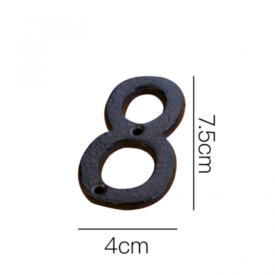 Picture of Black - Number 8 Wrought Iron Creative DIY Doorplate House Accessories 4x7.5cm, 1 Piece