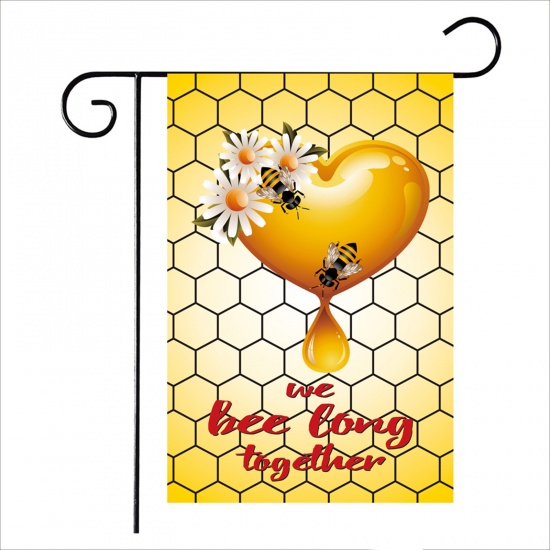Picture of Yellow - Bee Spring Banner Flag Garden Decoration Accessories 30x45cm, 1 Piece