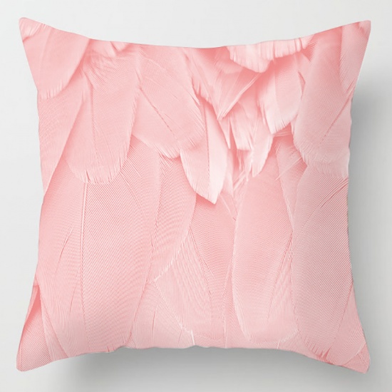 Picture of Pink - 5# Peach Skin Fabric Square Pillowcase Home Textile 45x45cm, 1 Piece