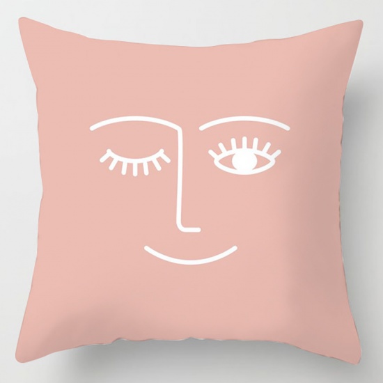 Picture of Pink - 19# Peach Skin Fabric Square Pillowcase Home Textile 45x45cm, 1 Piece