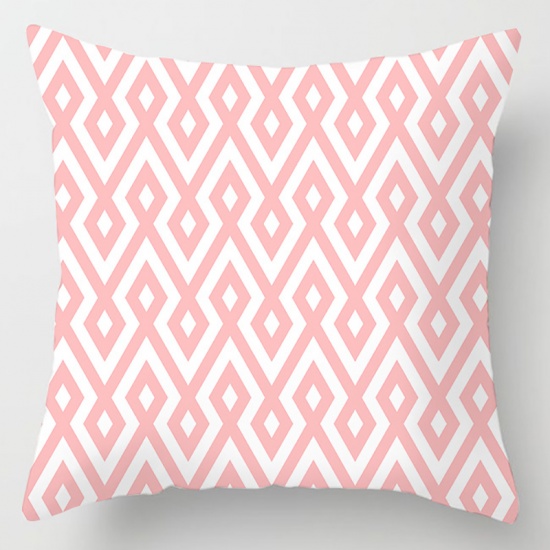 Picture of Pink - 22# Peach Skin Fabric Square Pillowcase Home Textile 45x45cm, 1 Piece