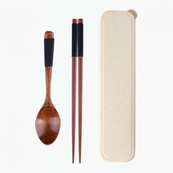 Immagine di Coffee - Phoebe Nanmu Wood Chopsticks & Spoon Set With Portable Box Tableware Cutlery 23.5cm long - 18.5cm long, 1 Set