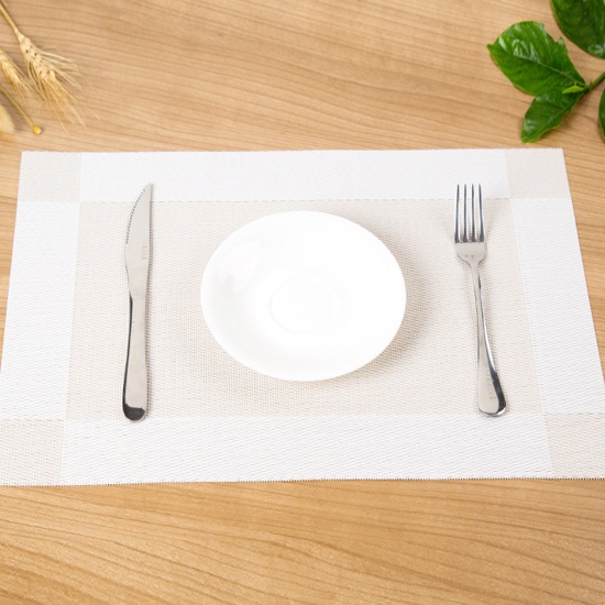 Picture of White - PVC Heat Insulation Pad Placemat Waterproof Oil-proof Household Dining-table Supplies 45x30cm, 1 Piece