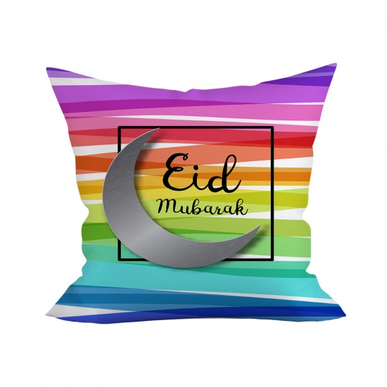 Picture of Multicolor - 12# Peach Skin Fabric Eid Mubarak Ramadan Festival Eid Al-Fitr Pillowcase Home Textile 45x45cm, 1 Piece