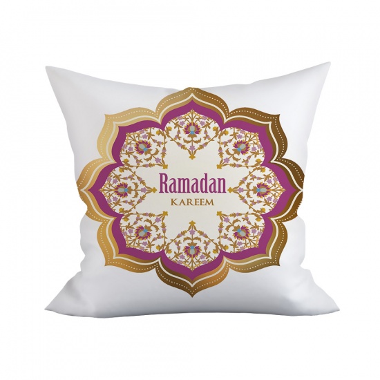 Picture of White - 38# Peach Skin Fabric Eid Mubarak Ramadan Festival Eid Al-Fitr Pillowcase Home Textile 45x45cm, 1 Piece