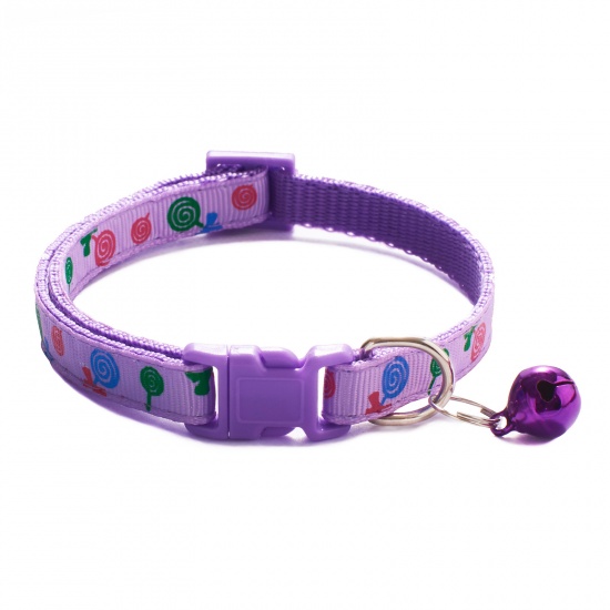 Immagine di Purple - Lollipop Adjustable Dog Pet Collar With Bell 19x1cm, 1 Piece