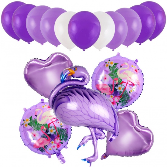 Picture of Purple - Aluminium Foil & Latex Flamingo Balloon Party Wedding Room Home Decoration, 1 Set