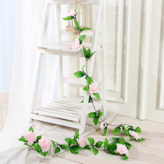 Picture of Light Pink - Faux Silk Artificial Roses Flower Vine Party Wedding Home Decoration 230cm long, 1 Piece