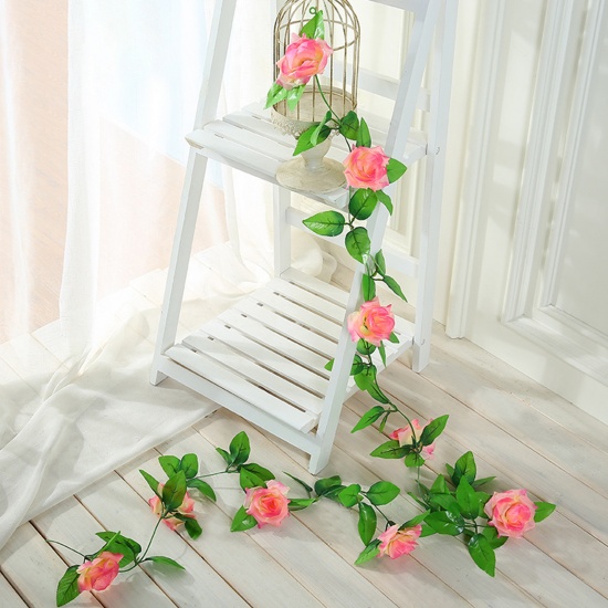 Picture of Deep Pink - Faux Silk Artificial Roses Flower Vine Party Wedding Home Decoration 230cm long, 1 Piece