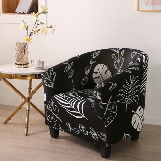 Immagine di Black - Printed Elastic Single Sofa Cover Home Textile, 1 PCs