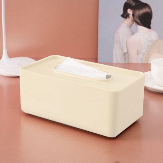 Picture of White - PP Tissue Box Solid Color Household Supplies 23x13x10cm, 1 Piece
