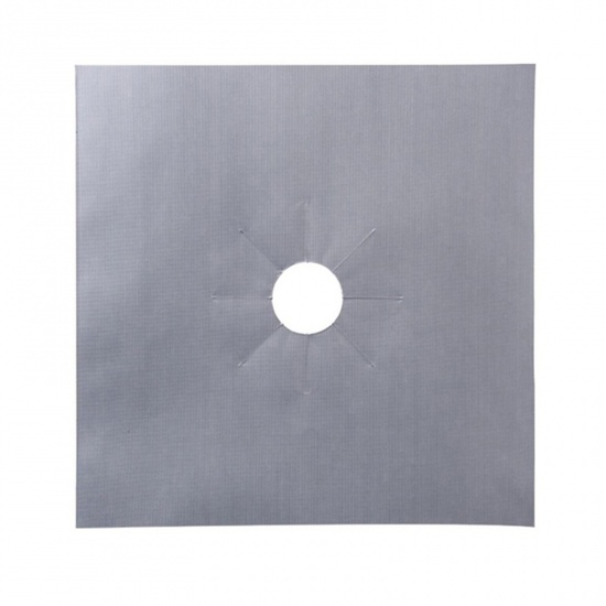 Immagine di Silver - Glass Fiber Gas Stove Cleaning Protection Pad Anti-Fouling And Oil-Proof 27x27cm, 1 Piece