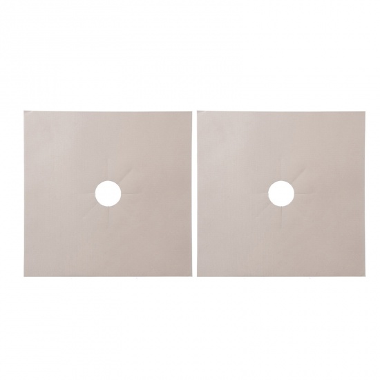 Immagine di Beige - Glass Fiber Gas Stove Cleaning Protection Pad Anti-Fouling And Oil-Proof 27x27cm, 1 Set（2 PCs/Set）