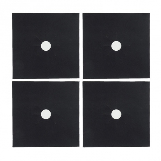 Picture of Black - Glass Fiber Gas Stove Cleaning Protection Pad Anti-Fouling And Oil-Proof 27x27cm, 1 Set（4 PCs/Set）