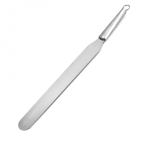 Immagine di Silver Tone - Straight Spatulas Stainless Steel Butter Knife Cake Cream Spreader Fondant Pastry Tool 36.2x3cm, 1 Piece