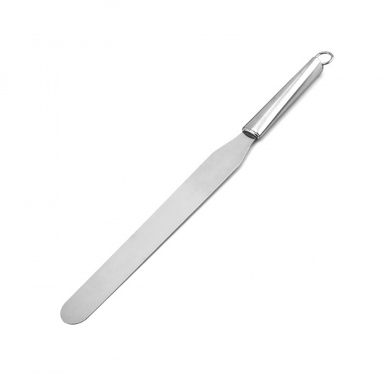 Immagine di Silver Tone - Straight Spatulas Stainless Steel Butter Knife Cake Cream Spreader Fondant Pastry Tool 30x3cm, 1 Piece